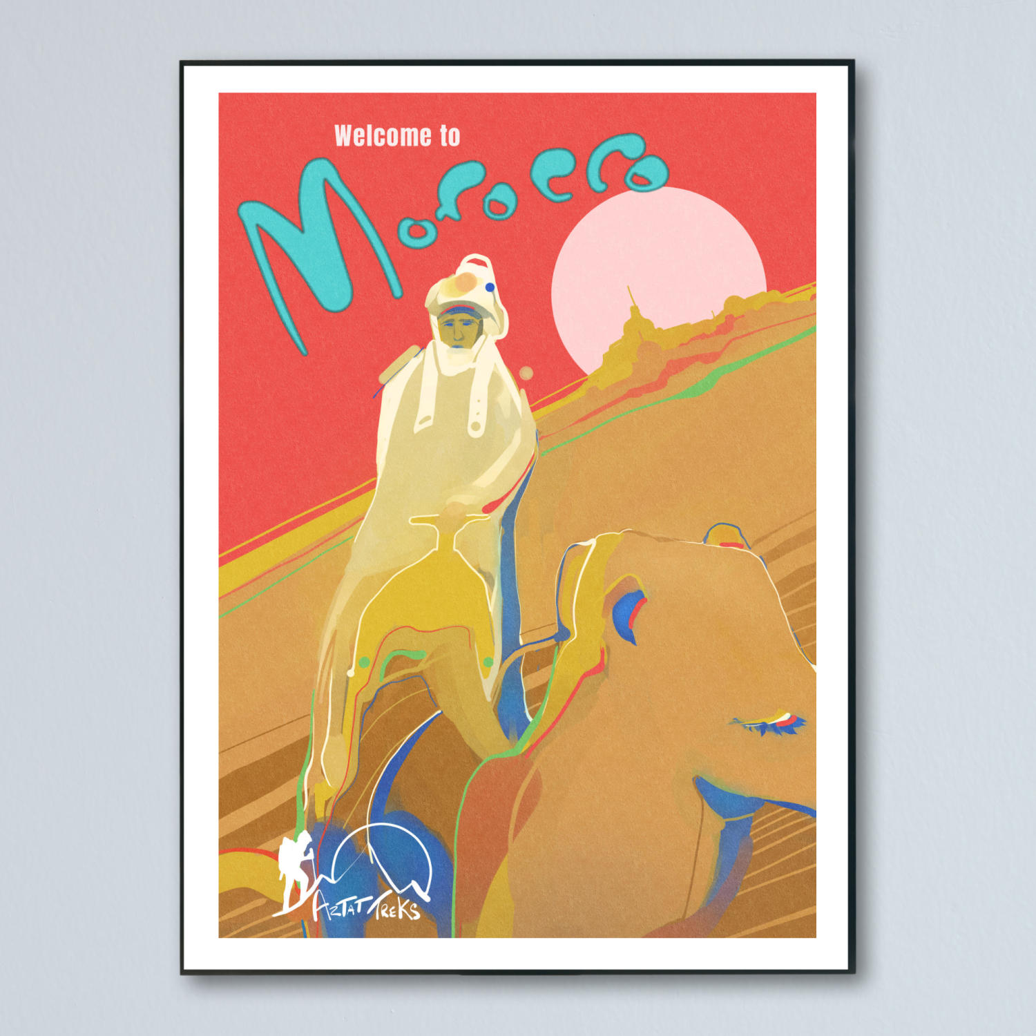 Morocco travel poster, painted by hand.